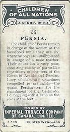 1924 Imperial Tobacco Co. of Canada (ITC) Children of All Nations (C6) #35 Persia Back
