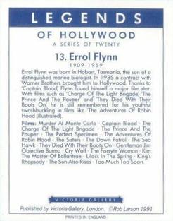 1991 Victoria Gallery Legends of Hollywood #13 Errol Flynn Back