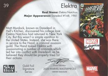 2020 SkyBox Marvel Masterpieces - Gold Foil #39 Elektra Back