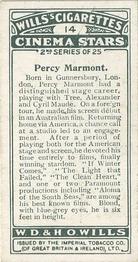 1928 Wills's Cinema Stars (2nd Series) #14 Percy Marmont Back