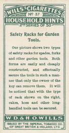 1930 Wills's Household Hints (2nd Series) #37 Safety Racks for Garden Tools Back