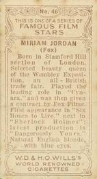 1933 Wills's Famous Film Stars (Small Images) #46 Miriam Jordan Back