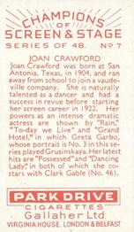 1934 Gallaher Park Drive Champions of Screen & Stage #7 Joan Crawford Back