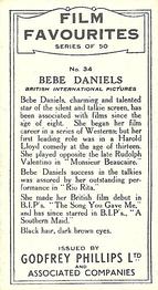 1934 Godfrey Phillips Film Favourites #34 Bebe Daniels Back