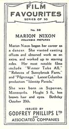 1934 Godfrey Phillips Film Favourites #38 Marion Nixon Back