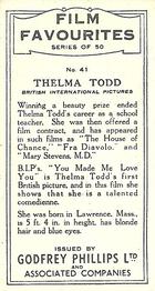 1934 Godfrey Phillips Film Favourites #41 Thelma Todd Back