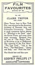 1934 Godfrey Phillips Film Favourites #43 Claire Trevor Back