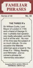 1986 Wills's Familiar Phrases #42 The three R's Back