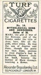 1924 Turf Mythological Gods and Goddesses #14 Mars Back