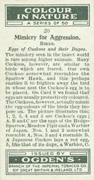 1932 Ogden's Colour In Nature #20 Eggs of Cuckoos and their Dupes Back