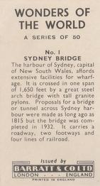 1962 Barratt Wonders of the World #1 Sydney Bridge Back
