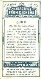 1923 Player's Characters from Dickens #27 Quilp Back