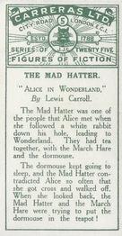 1924 Carreras Figures of Fiction #5 The Mad Hatter Back