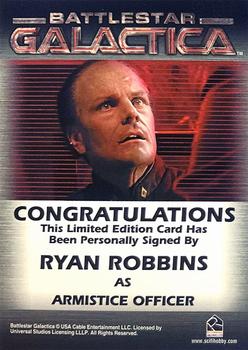 2005 Rittenhouse Battlestar Galactica Premiere Edition - Autographs #NNO Ryan Robbins Back