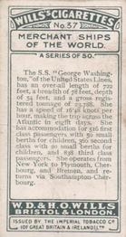 1924 Wills's Merchant Ships of the World #37 S.S. George Washington Back