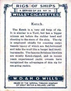 1929 Wills's Rigs of Ships #14 Ketch Back