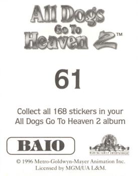 1996 Baio All Dogs go to Heaven 2 Stickers #61 Sticker 61 Back