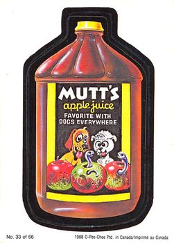 1988 O-Pee-Chee Wacky Packages #33 Mutt's Apple Juice Front