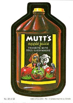 1989 O-Pee-Chee Wacky Packages #22 Mutt's Apple Juice Front