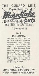 1957 Morning Foods Mornflake Oats The Cunard Line #2 R.M.S. 