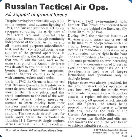 1977 Edito-Service World War II - Deck 05 #13-036-05-14 Russian Tactical Air Operations Back