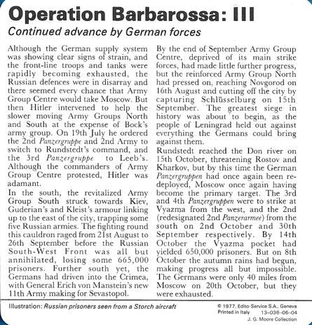 1977 Edito-Service World War II - Deck 06 #13-036-06-04 Operation Barbarossa: III Back