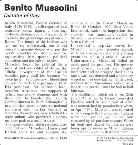 Benito Mussolini Gallery | Trading Card Database