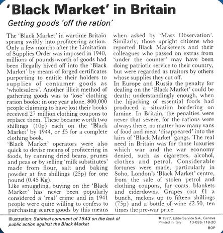 1977 Edito-Service World War II - Deck 118 #13-036-118-20 'Black Market' in Britain Back