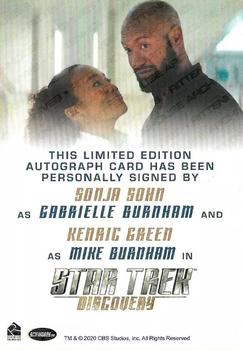 2020 Rittenhouse Star Trek: Discovery Season Two - Dual Autographs #NNO Sonja Sohn / Kenric Green Back