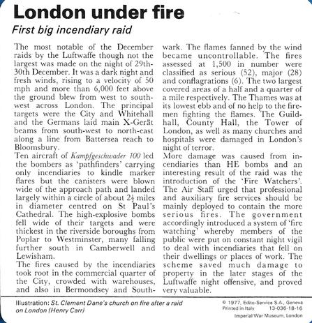 1977 Edito-Service World War II - Deck 18 #13-036-18-16 London under fire Back
