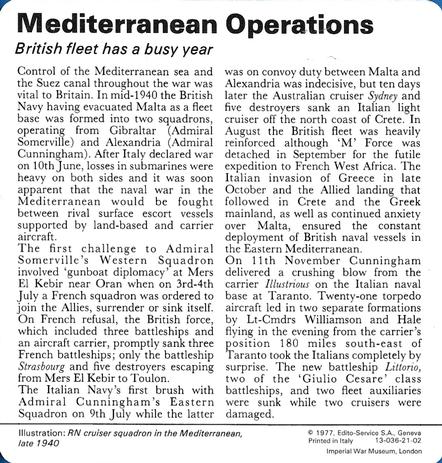 1977 Edito-Service World War II - Deck 21 #13-036-21-02 Mediterranean Operations Back