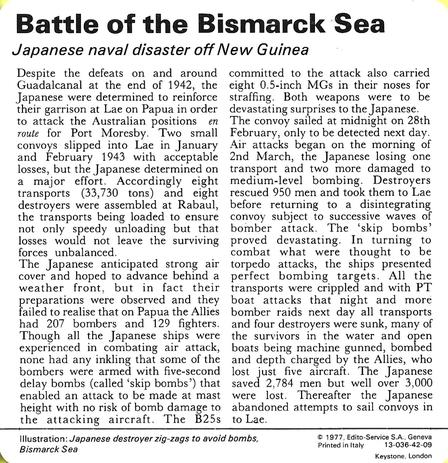 1977 Edito-Service World War II - Deck 42 #13-036-42-09 Battle of the Bismarck Sea Back