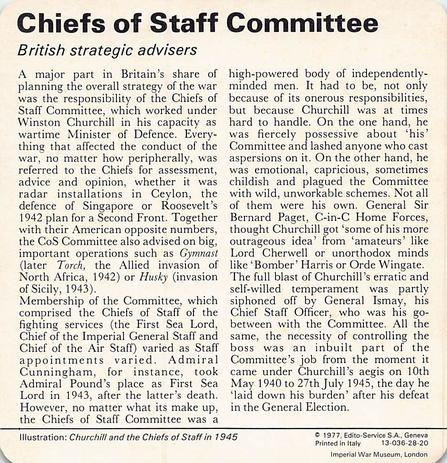 1977 Edito-Service World War II - Deck 28 #13-036-28-20 Chiefs of Staff Committee Back