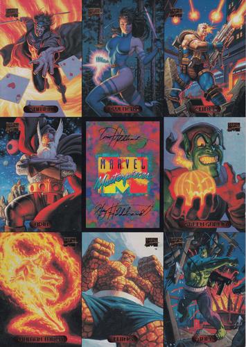 1994 Fleer Marvel Masterpieces Hildebrandt Brothers - 9-Card Panel Promos #NNO Cable / Gambit / Green Goblin / Hulk / Human Torch / Odin / Psylocke / Thing Front