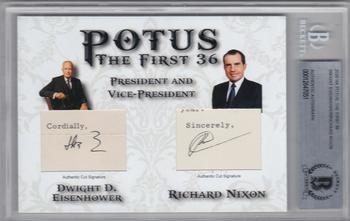 2020 Historic Autographs POTUS The First 36 - Dual Cut Signatures #NNO Dwight D. Eisenhower / Richard Nixon Front