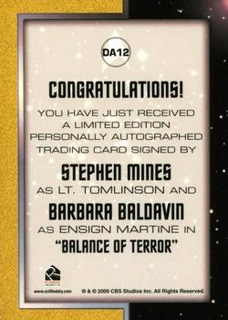 2011 Rittenhouse Star Trek: Remastered Original Series - Double Autographs #DA12 Stephen Mines / Barbara Baldavin Back