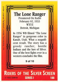 1993 SMKW Riders of the Silver Screen #188 The Lone Ranger Back
