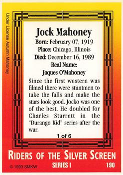 1993 SMKW Riders of the Silver Screen #190 Jock Mahoney Back