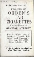 1901 Ogden's General Interest Series A #15 Horatio Nelson Back