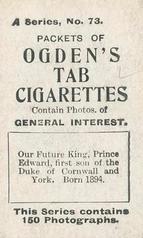 1901 Ogden's General Interest Series A #73 Our Future King Back