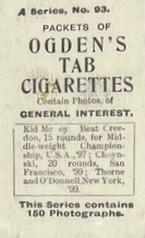 1901 Ogden's General Interest Series A #93 Kid McCoy Back