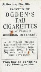 1901 Ogden's General Interest Series A #96 A.E. Tebbit Back