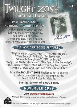 1999 Rittenhouse Twilight Zone Series 1 - Promos #P-1 Premiere Edition Back