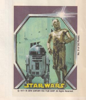 1978 Topps Star Wars Sugar Free Bubble Gum Wrappers #9 R2-D2 and C-3PO Front