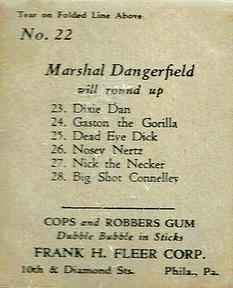 1935 Fleer Cops and Robbers (R36) #22 Marshal Dangerfield Back