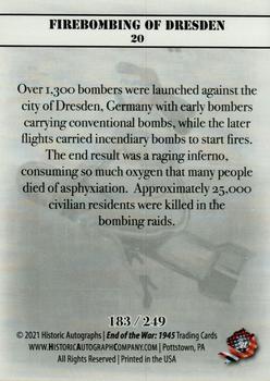 2021 Historic Autographs 1945 The End of WWII - Radiant Allies #20 Firebombing of Dresden Back