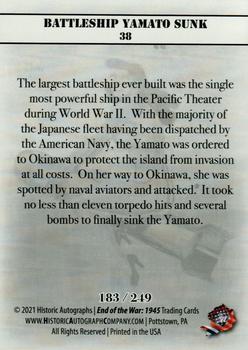 2021 Historic Autographs 1945 The End of WWII - Radiant Allies #38 Battleship Yamato Sunk Back