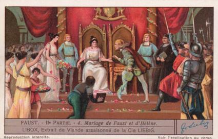 1932 Liebig Faust II Partie (French Text)(F1259, S1261) #4 Mariage de Faust et d'Helene Front