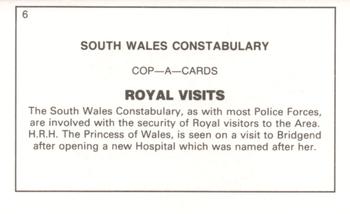 1990 South Wales Constabulary Cop-A-Cards #6 Royal Visits Back