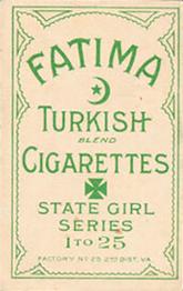 1910 American Tobacco State Girl (T106) #NNO Florida Bathing Girl Back